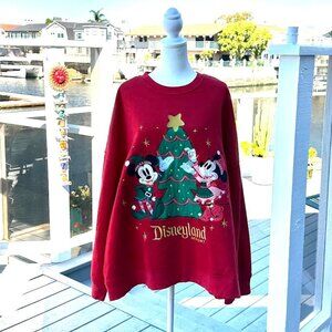 Disneyland Resort Mickey and Minnie Christmas Sweatshirt Embroidered Sparkly